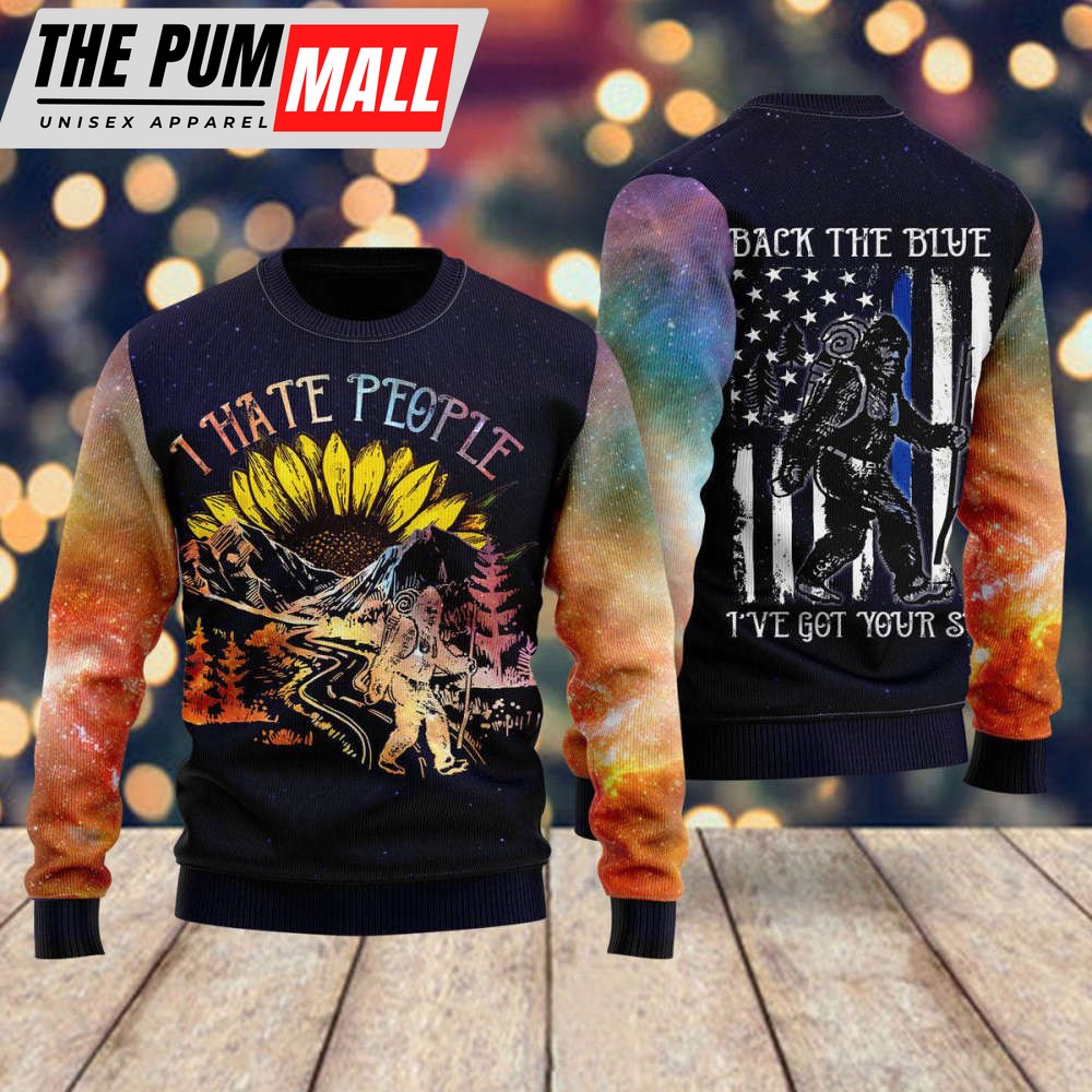 bigfoot-sunflower-ugly-christmas-sweater-for-men-women-i-hate-people-camping-zlw7h4oq Bigfoot Sunflower Ugly Christmas Sweater for Men & Women – I Hate People Camping! UH2123- Gift for Christmas