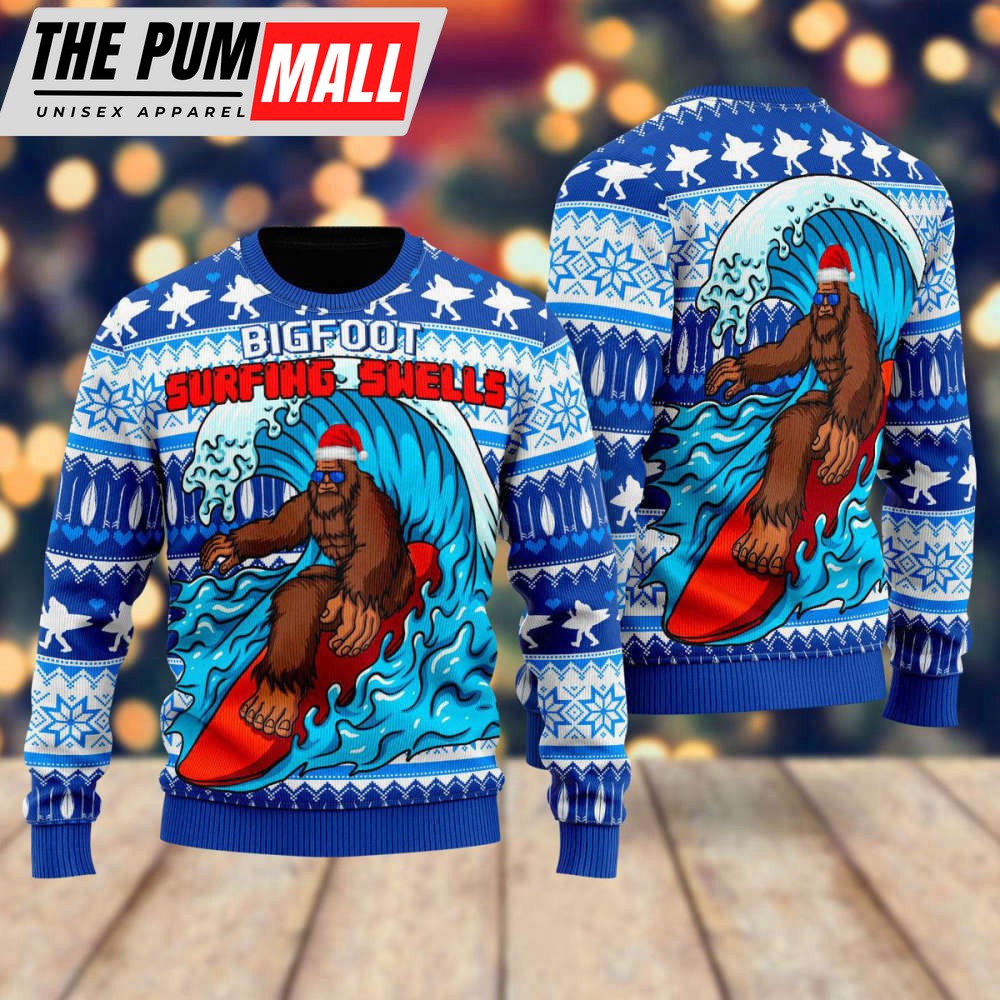 bigfoot-surfing-swells-ugly-christmas-sweater-men-women-gift-for-christmas-nqcbcss6 Bigfoot Surfing Swells Ugly Christmas Sweater Men & Women – Gift for Christmas