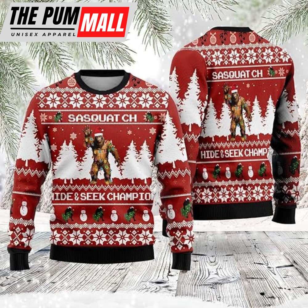 Bigfoot Ugly Christmas Sweater, Crew Neck Sweatshirt, Christmas Gift For Men And Women