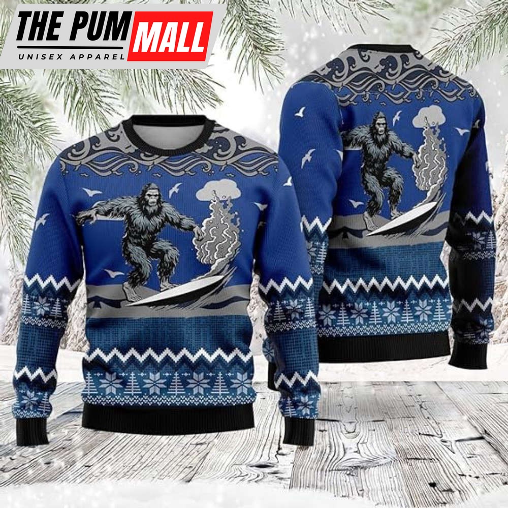 Bigfoot Ugly Christmas Sweater, Crew Neck Sweatshirt, Gift For Men And Women