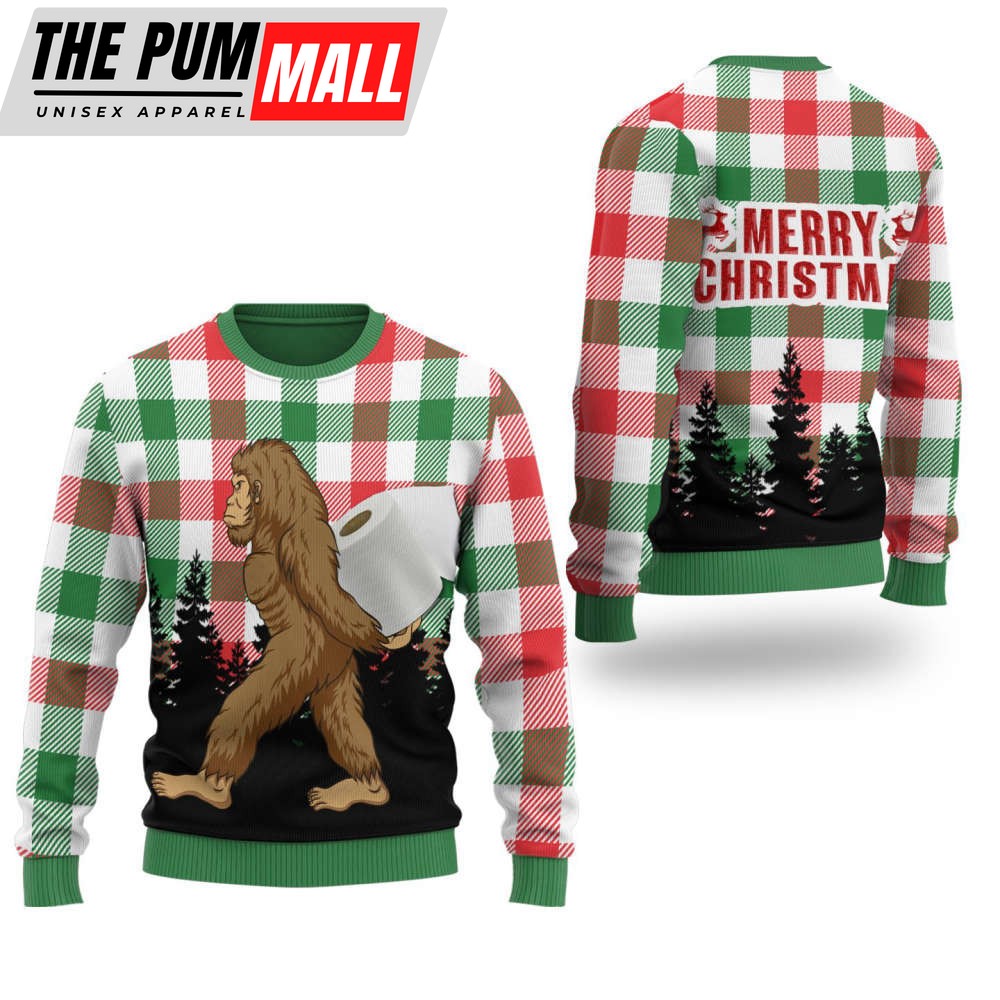 Bigfoot Ugly Christmas Sweater, Crewneck Sweater Gift For Men & Women