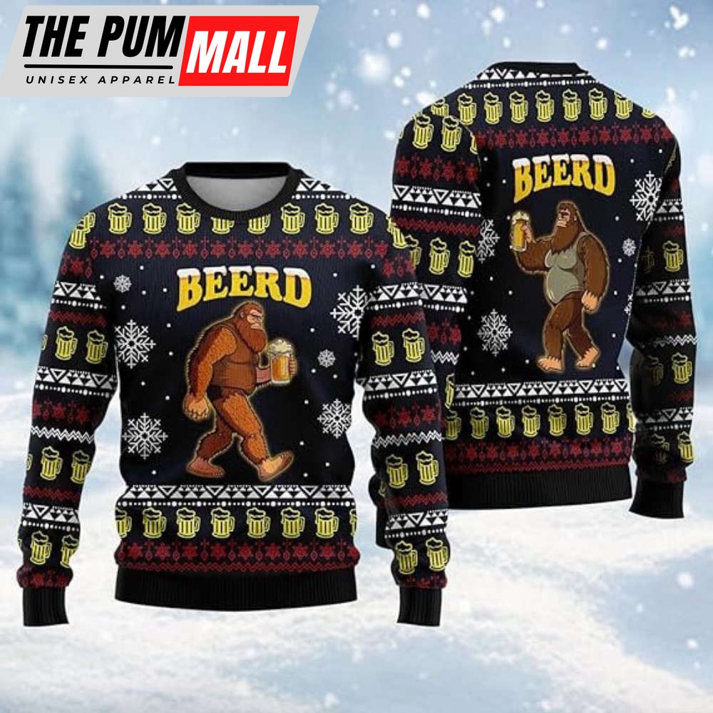 Bigfoot Ugly Christmas Sweater, Sasquatch Crew Neck Sweatshirt, Gift For Christmas