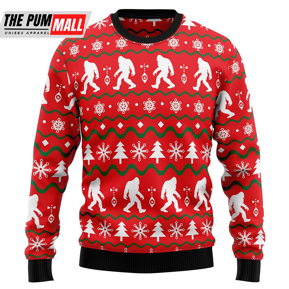 Bigfoot Ugly Christmas Sweater Xmas Jumper Holiday Pullover