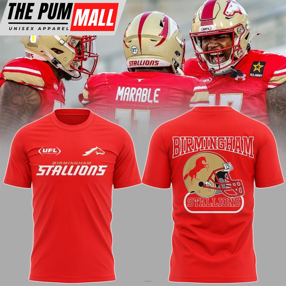 Birmingham Stallions UFL 2024 Conference Champions 3D Red T-Shirt