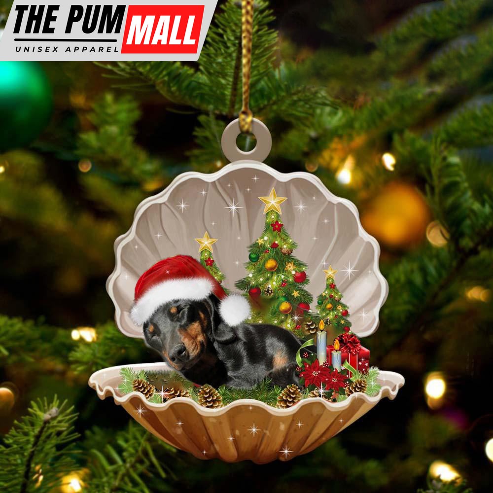 Black And Tan Dachshund – Sleeping Pearl in Christmas Two Sided Ornament – Christmas Ornaments For Dog Lovers Limited Edition