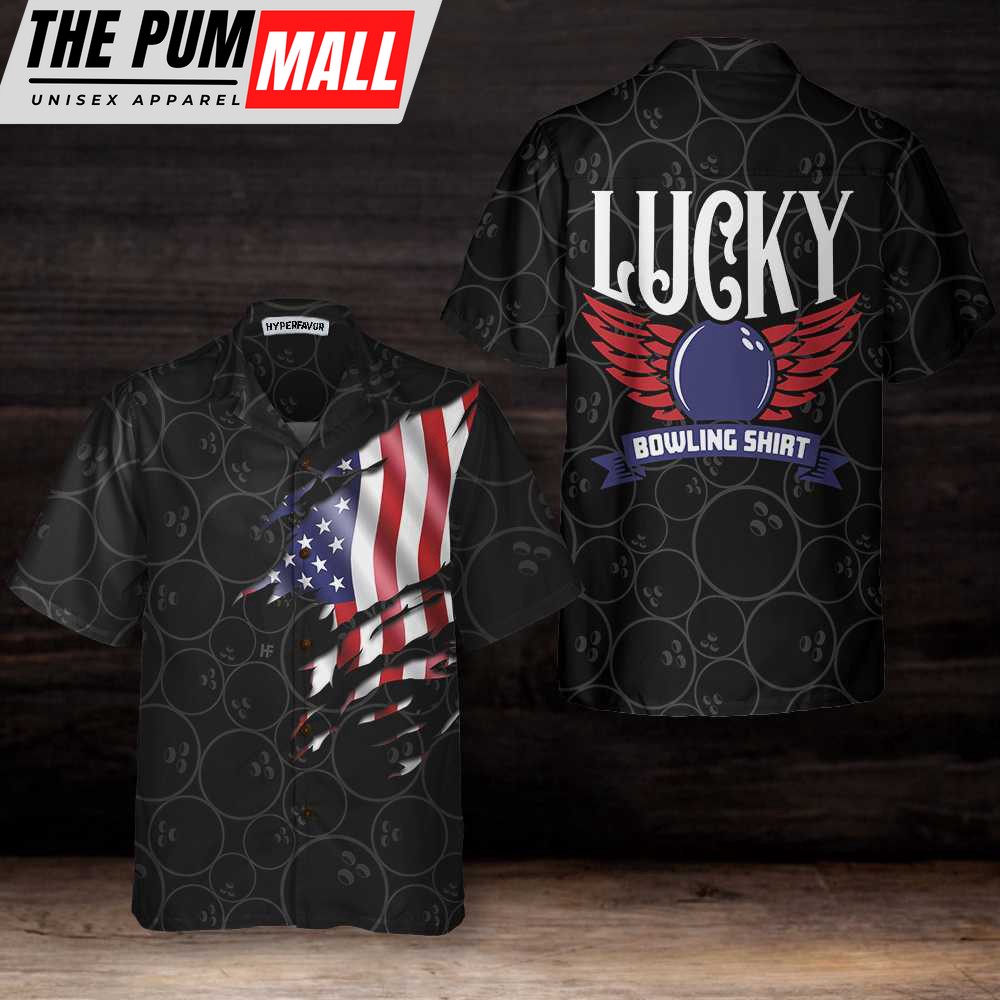Black Bowling American Flag Hawaiian Shirt – Perfect Gift for Bowling Players Friends Family – 80% Off!