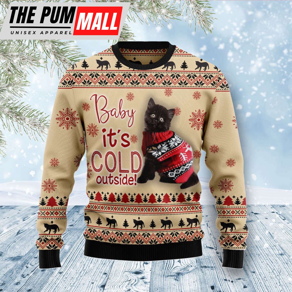 Black Cat Baby Ugly Christmas Sweater, Gift For Christmas 2023