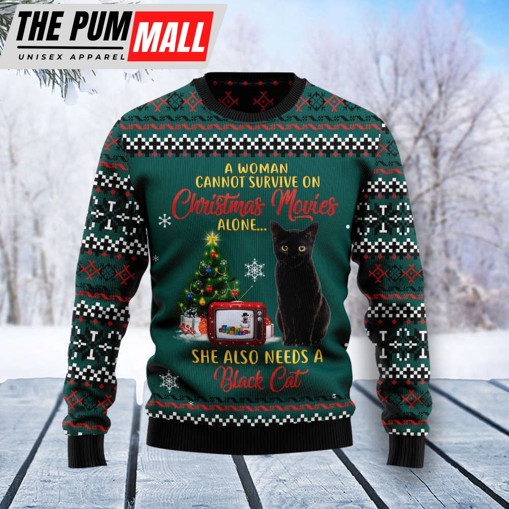 Black Cat Christmas Movie T2710 Ugly Christmas Sweater – Best Gift For Christmas, Noel Malalan – Christmas Signature