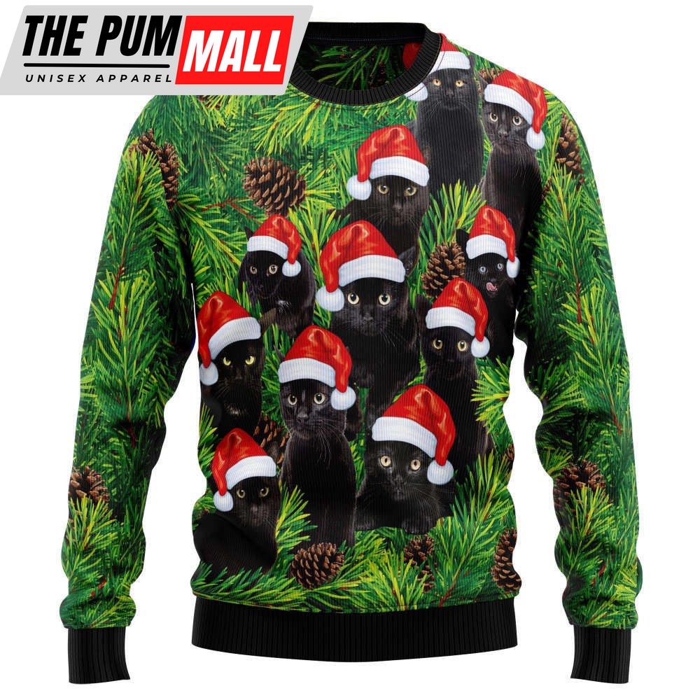 Black Cat Christmas Tree TG5116 Ugly Sweater – Perfect Christmas Gift Noel Malalan Signature
