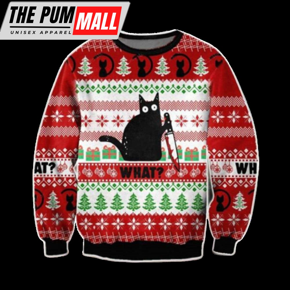 Black Cat Christmas Ugly Sweater, Best Christmas Gift For Cat Lover
