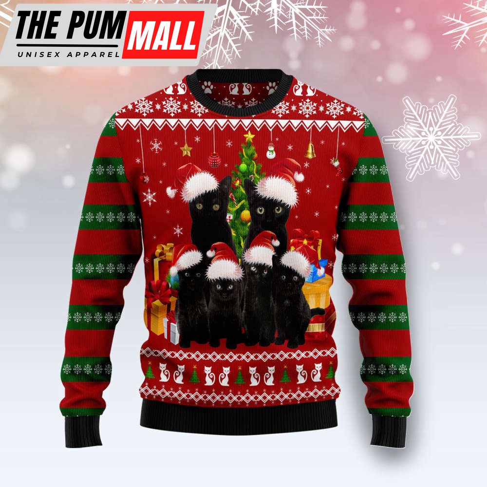 Black Cat Family Christmas Ugly Christmas Sweater, Gift For Christmas 2023