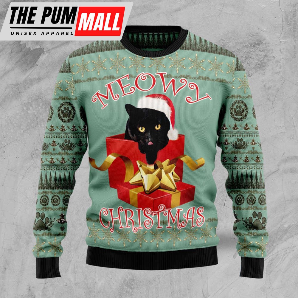 Black Cat Gift Ugly Christmas Sweater, Best Gift For Christmas 2023