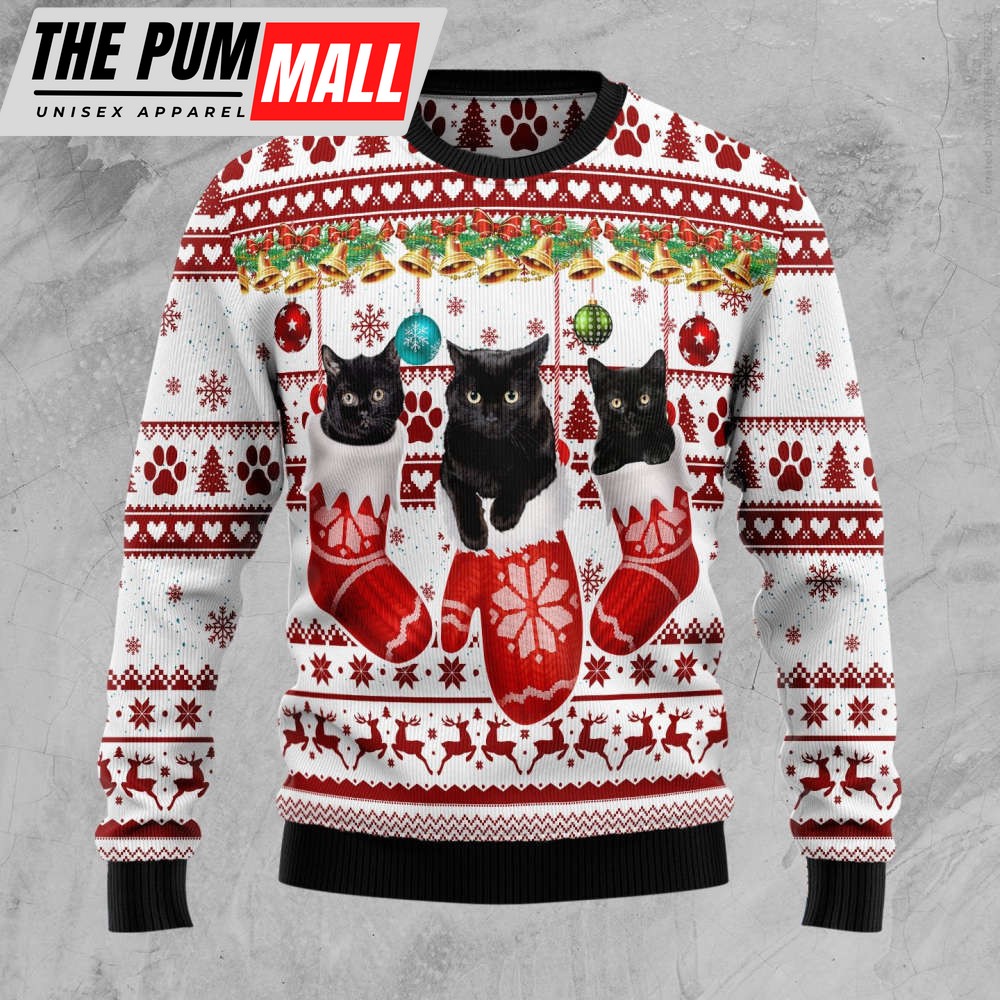 Black Cat Gloves Ugly Christmas Sweater for men and women, Christmas gift for Family