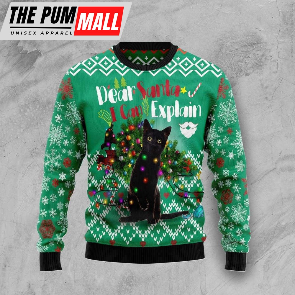 Black Cat I Can Explain Ugly Christmas Sweater, Black Cat I Can Explain 3D All Over Printed Sweater