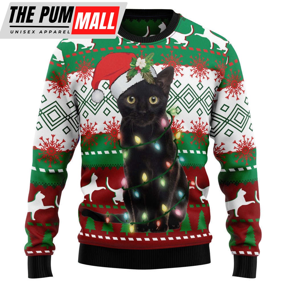 Black Cat Light Christmas T1210 Ugly Sweater – Perfect Gift for Christmas Noel Malalan Signature (Copy)