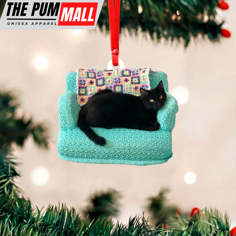 Black Cat Lying On Sofa Ornament Cat Lover Funny Christmas Tree Decorations Limited Edition