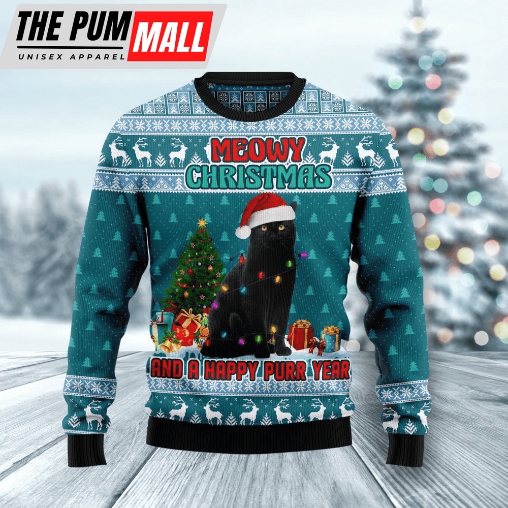 Black Cat Meomy Christmas Ugly Sweater 3D Printed Best Xmas Gift US5189 3D AOP Shirt