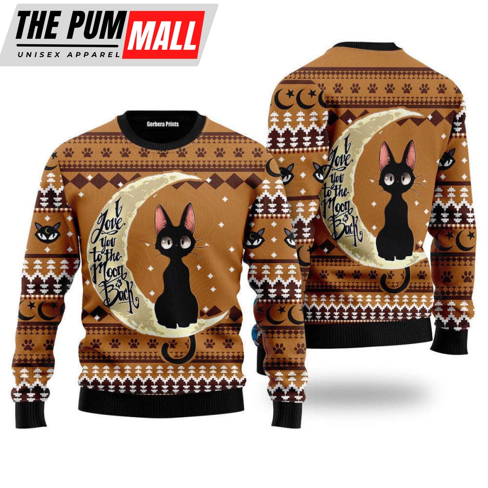 Black Cat Moon And Back Ugly Christmas Sweater For Men & Women