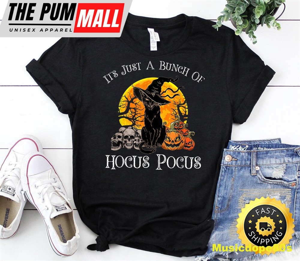 Black Cat Moon Funny Halloween Costume Bunch of Hocus Pocus T-Shirt