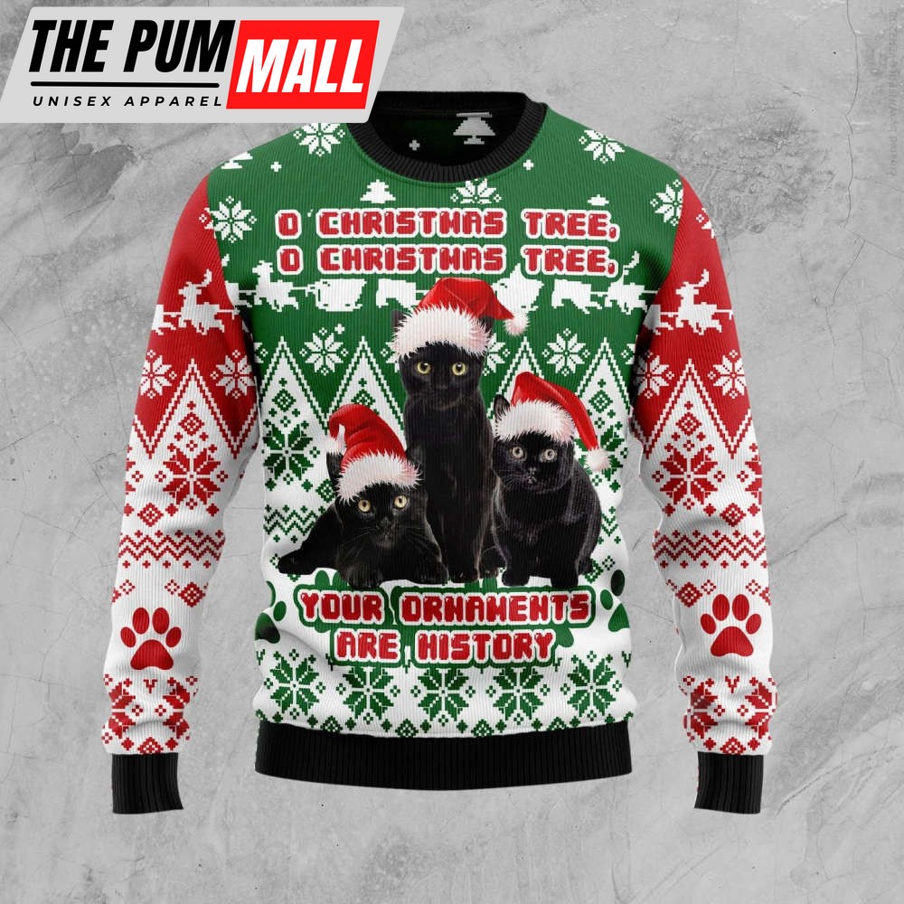 Black Cat Oh Christmas Tree Ugly Christmas Sweater, Gift For Christmas 2023