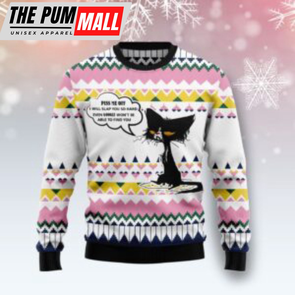 Black Cat Piss Me Off Ugly Christmas Sweater, All Over Print Sweatshirt Gift for Christmas