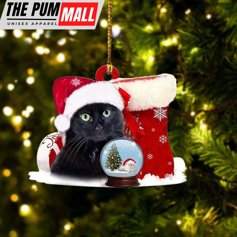 Black Cat Santa With Stocking Christmas Ornament Cat Lovers Christmas Decorations 2023 Limited Edition