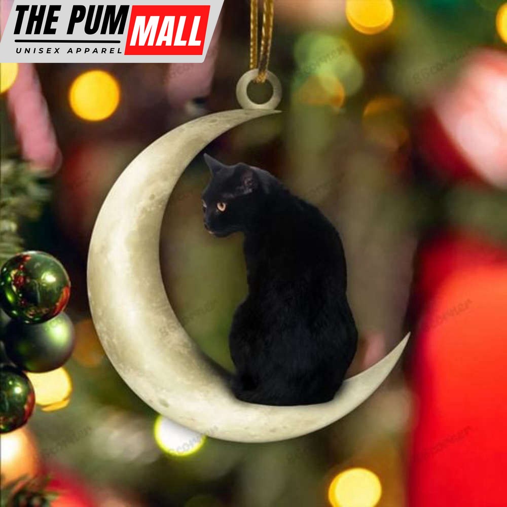 Black Cat Sitting On The Moon Ornament Black Cat Christmas Ornament Xmas Tree Decor Limited Edition