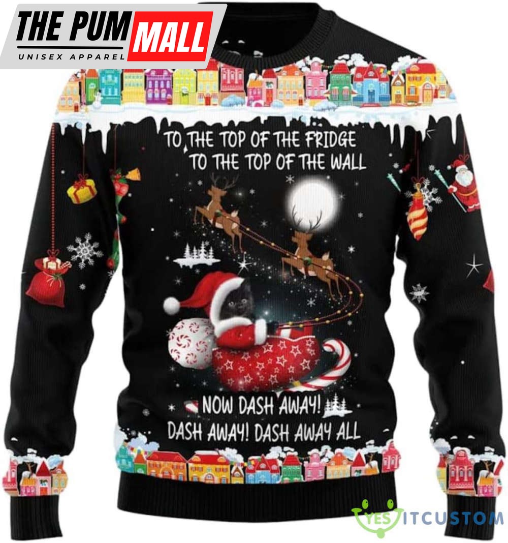 Black Cat Sleigh Ugly Christmas Sweater – Christmass Gift