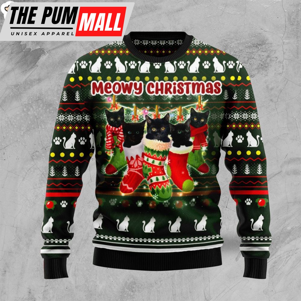 Black Cat Socks Ugly Christmas Sweater – Xmas Gifts For Dog Lovers – Gift For Christmas