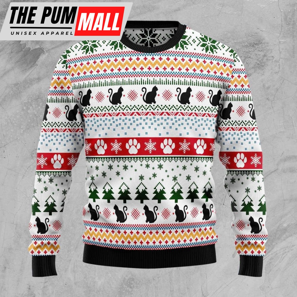Black Cat Ugly Christmas Sweater, Christmas gift for cat lover