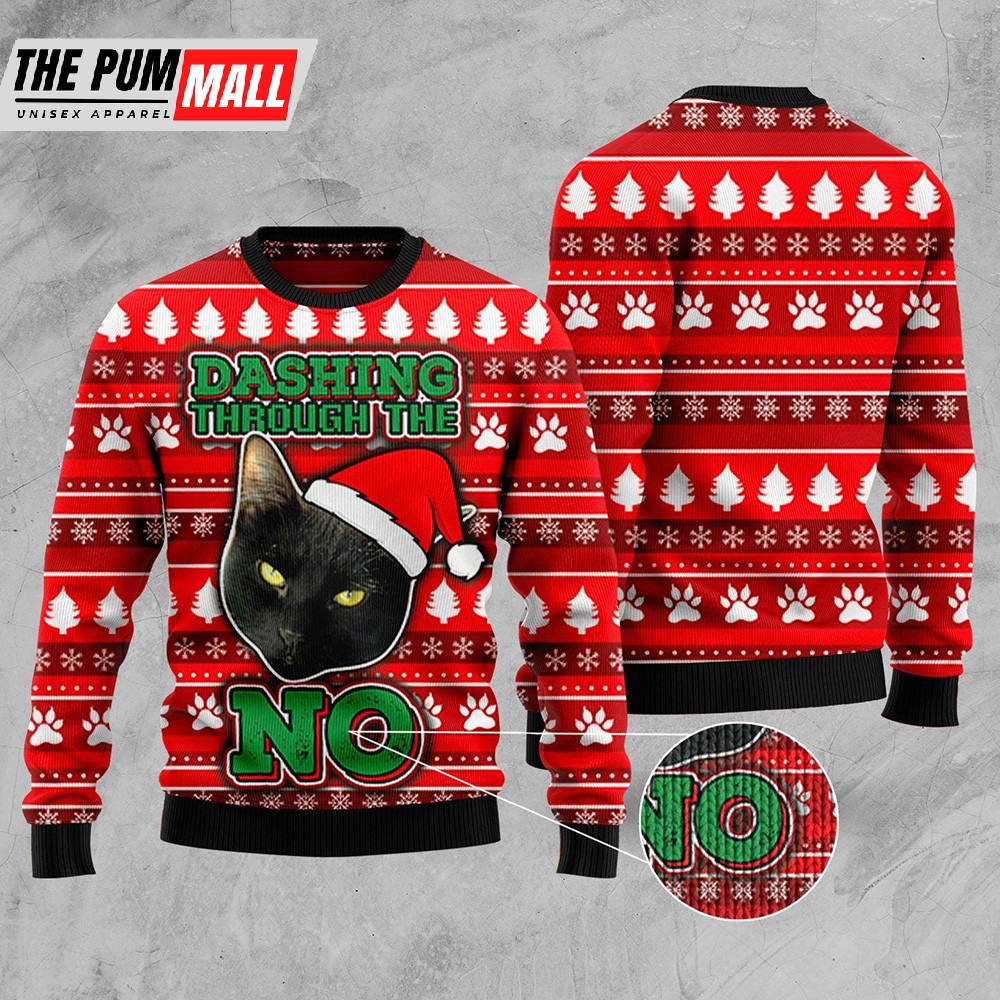 Black Cat Ugly Christmas Sweater Christmas Unisex Crewneck Sweater