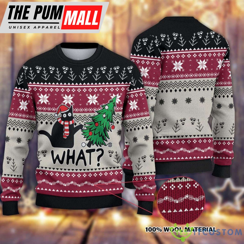 Black Cat What Ugly Christmas Sweater – Christmass Gift