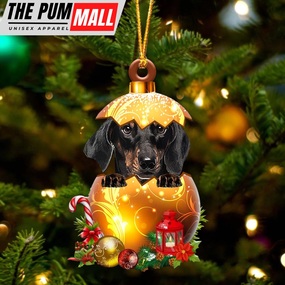 Black Dachshund In Golden Egg Christmas Ornament – Car Ornament – Unique Dog Gifts For Owners Limited Edition