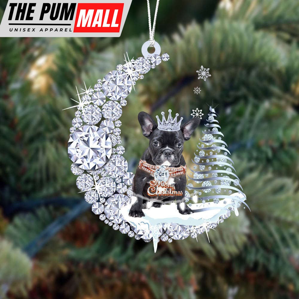 Black French Bulldog Diamond Moon Merry Christmas Ornament Dog Acrylic Ornament Limited Edition