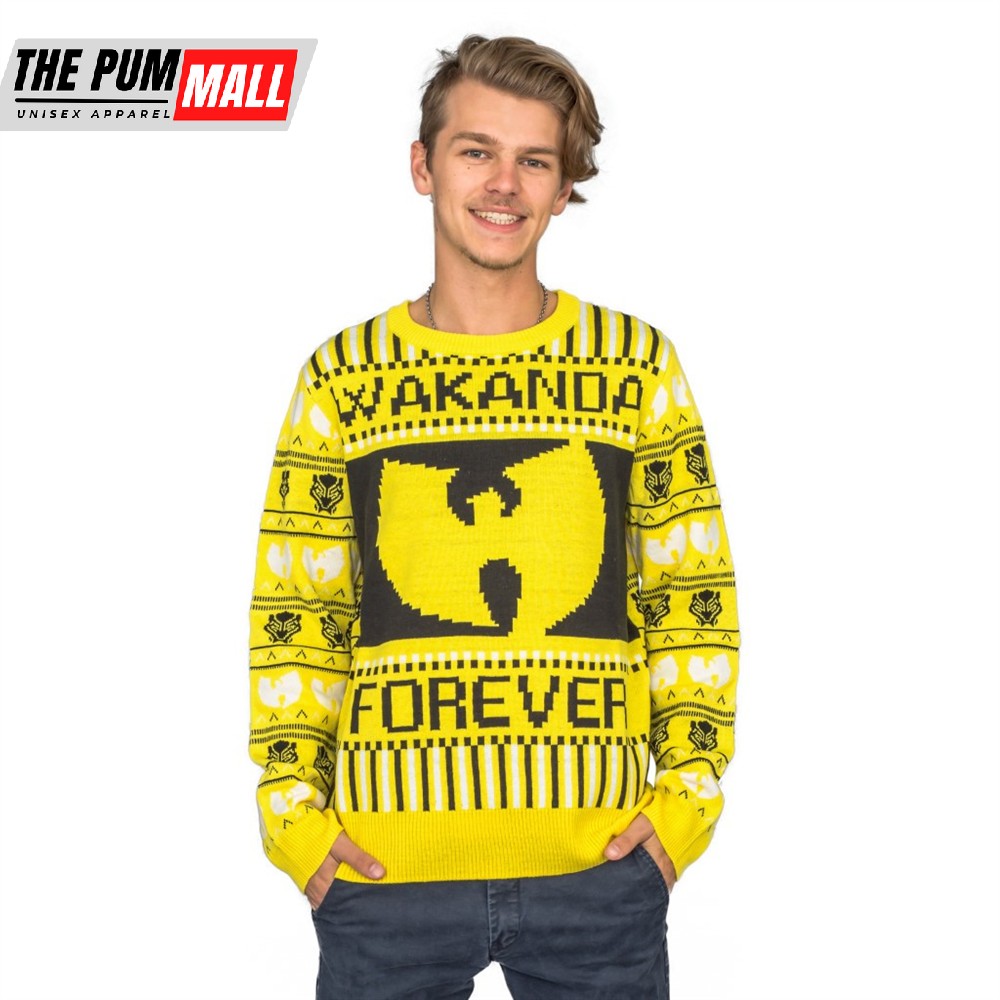 Black Panther Wakanda Forever Wu-tang logo Ugly Christmas Sweater