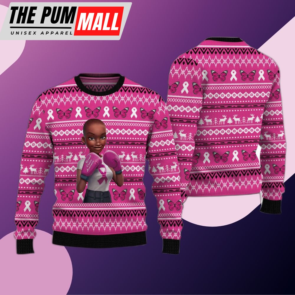Black Queen Breast Cancer Awareness Christmas Ugly Sweater