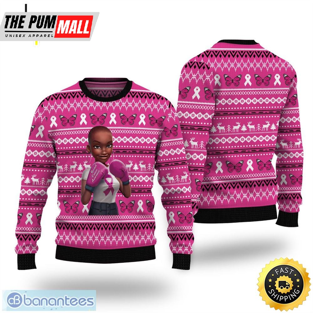 Black Queen Breast Cancer Awareness Christmas Ugly Sweater