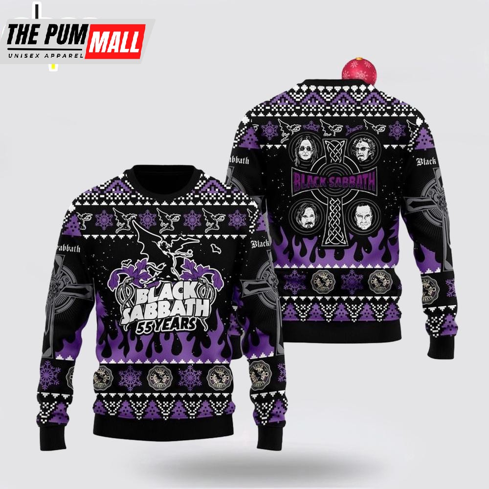 Black Sabbath Heavy Metal Rock Band 55 Years Anniversary Merry Christmas Sweater Shirt