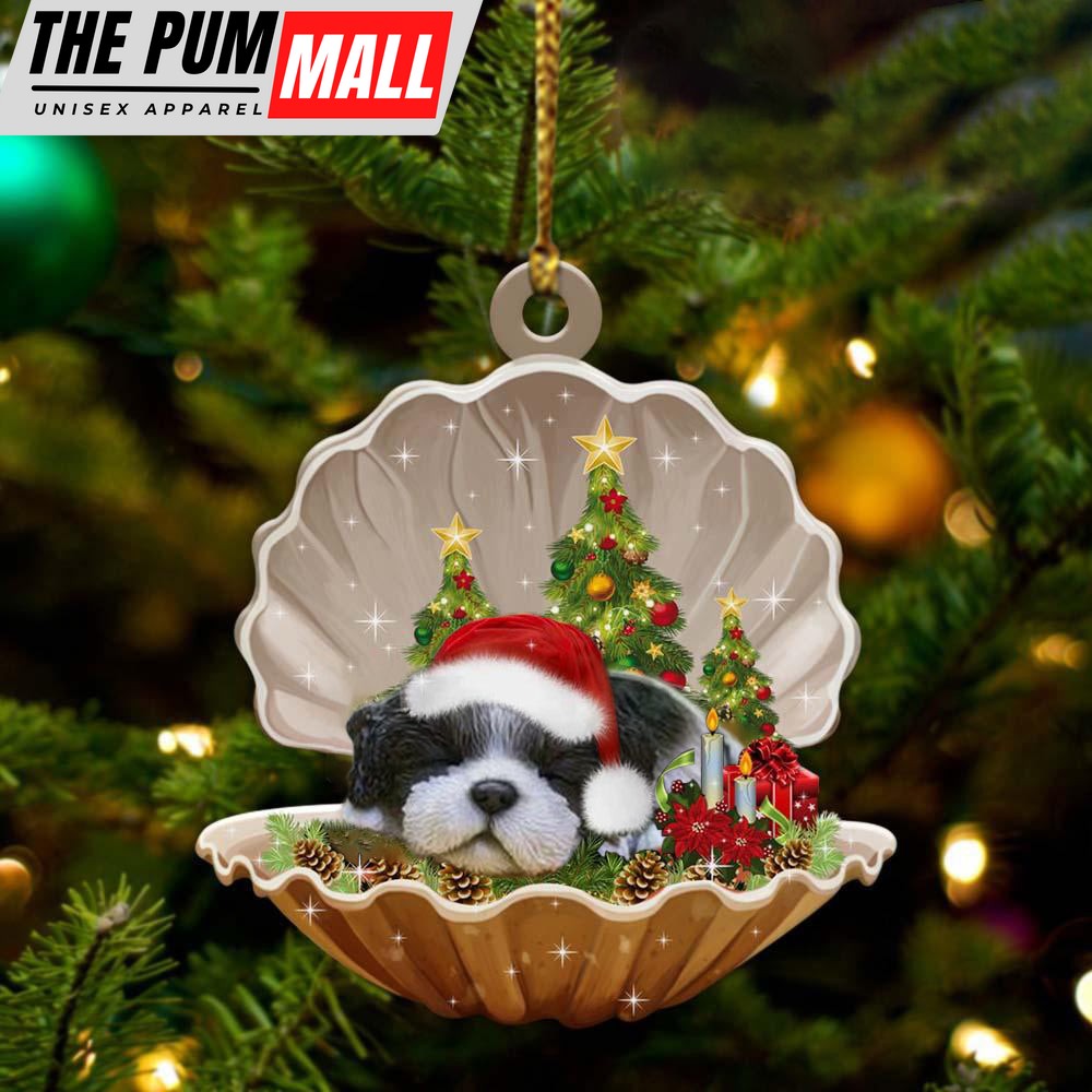 Black White Shih Tzu3 – Sleeping Pearl in Christmas Two Sided Ornament – Christmas Ornaments For Dog Lovers Limited Edition