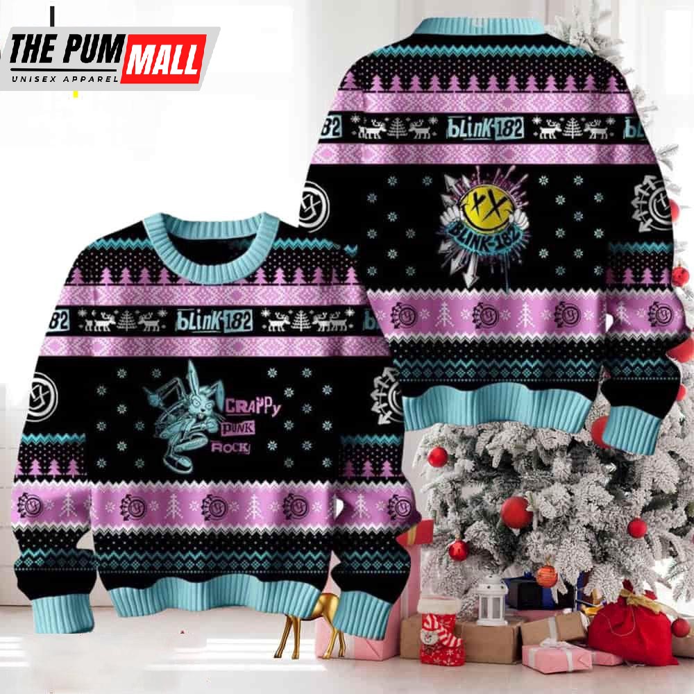 Blink 182 Fan 2025 Crappy Punk Rock Ugly Christmas Sweater
