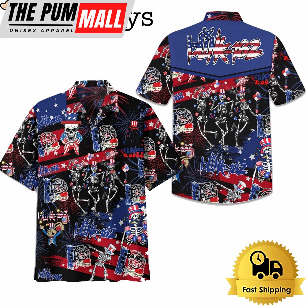 Blink 182 Freedom Rocks 4Th Of July Hawaiian Shirt