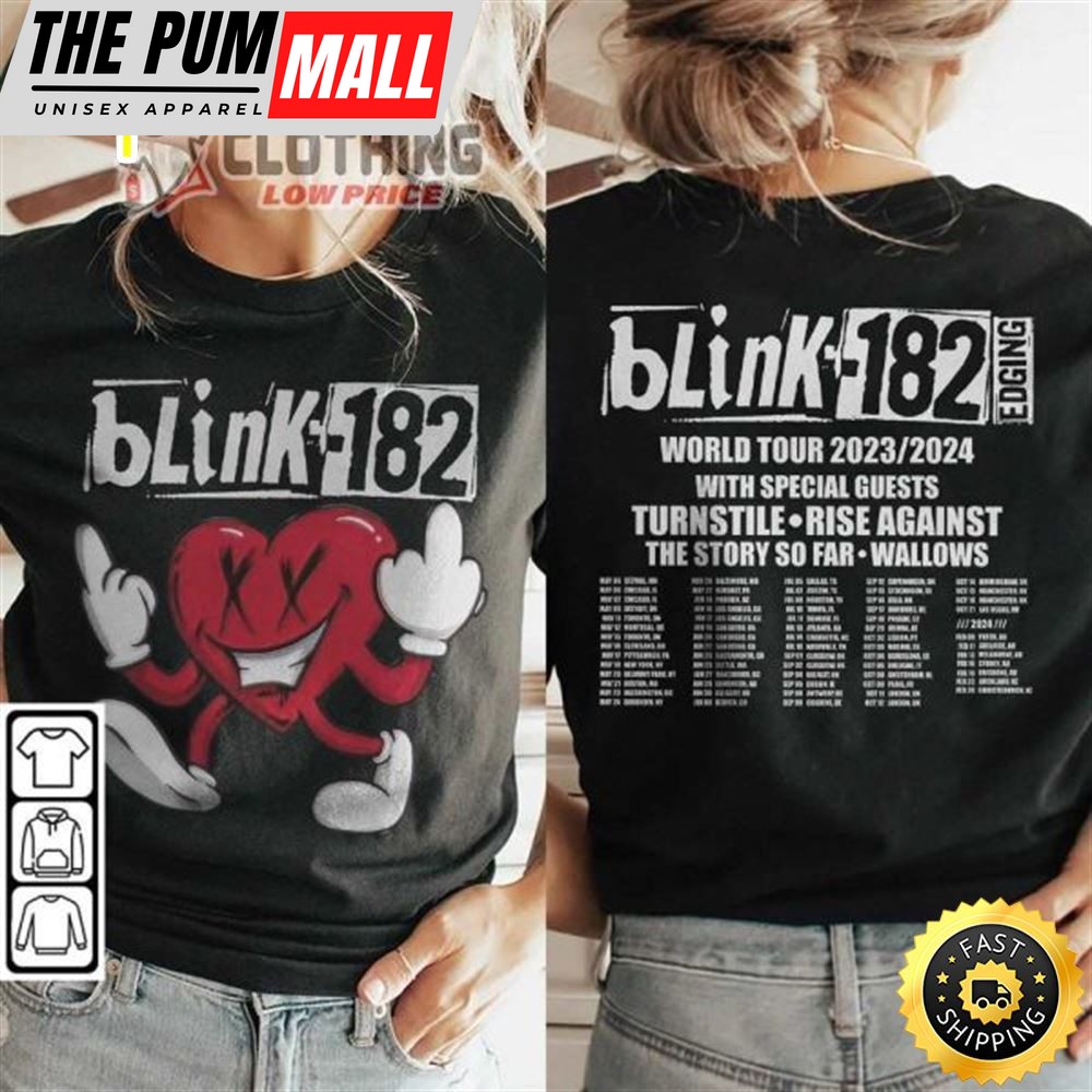 Blink-182 Tour 2023 Concert Merch, Blink-182 Music World Tour 2023-2024 With Special Guests T-Shirt