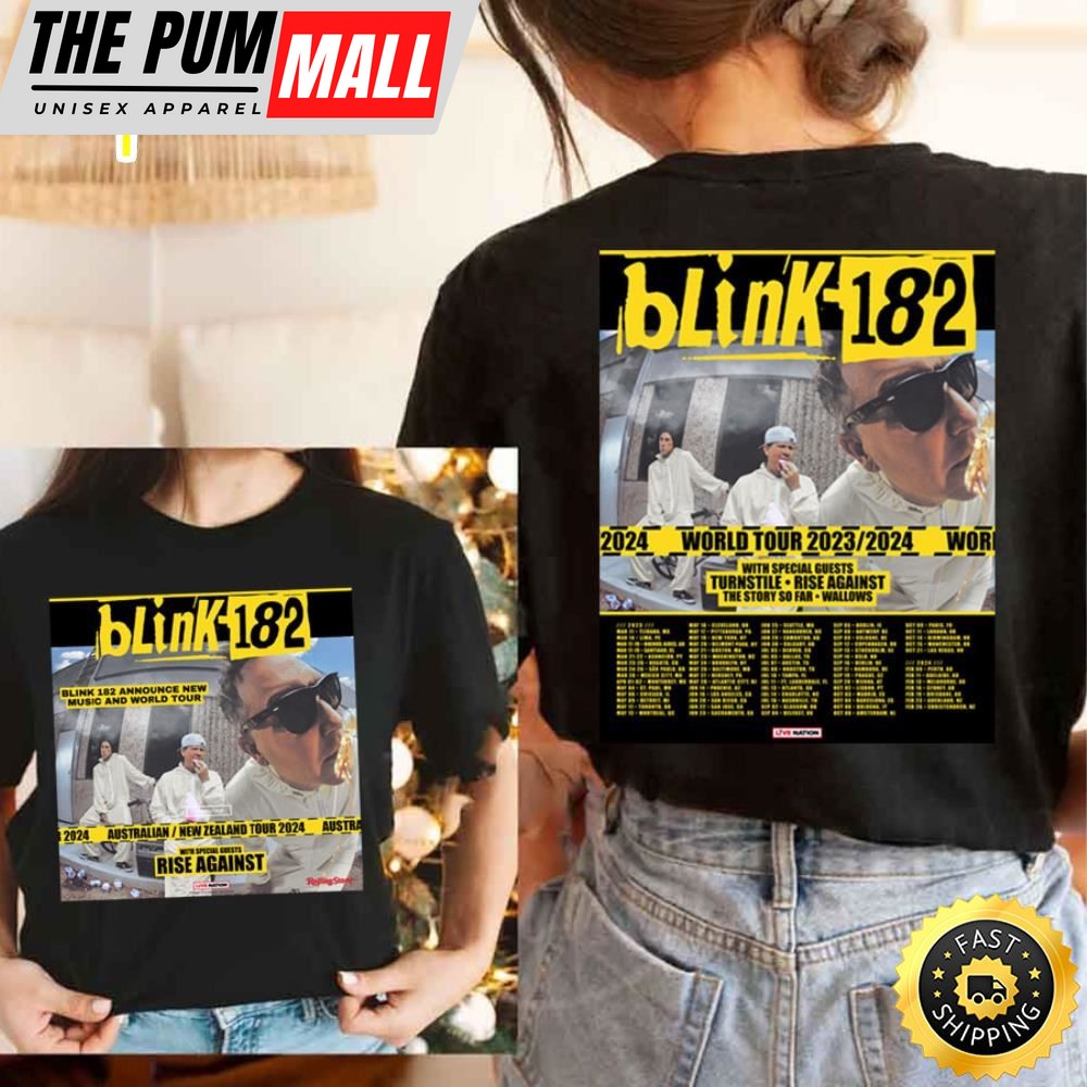 Blink-182 World Tour 2023 2024 Double Side Unisex T-Shirt