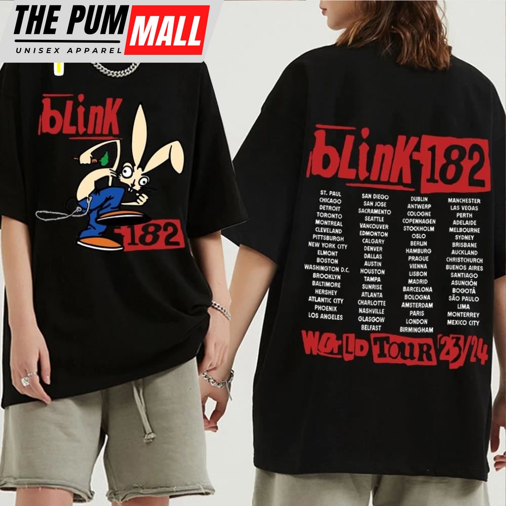 Blink 182 World Tour 2024 T-Shirts Man Woman Harajuku Hip Hop O-Neck Short Sleeve Shirts