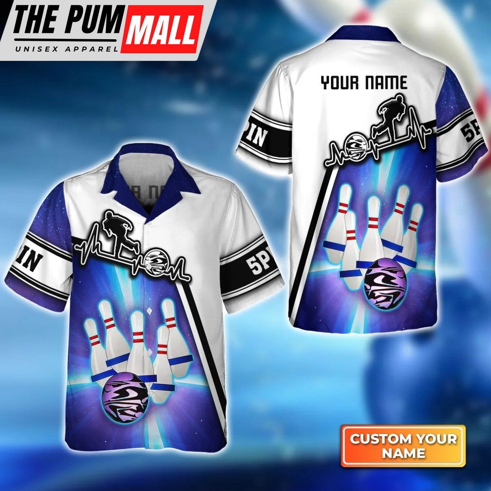 Blue Bowling 5 Pins hawaiian shirt, Bowling Hawaiian Shirt For Bowling Gift Team shirt