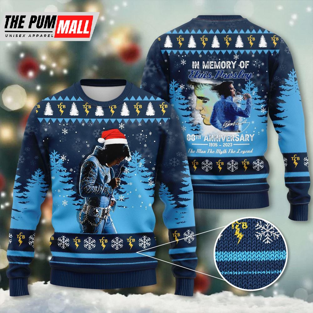 Blue Christmas Elvis Presley 3D Ugly Sweater Gift For Christmas