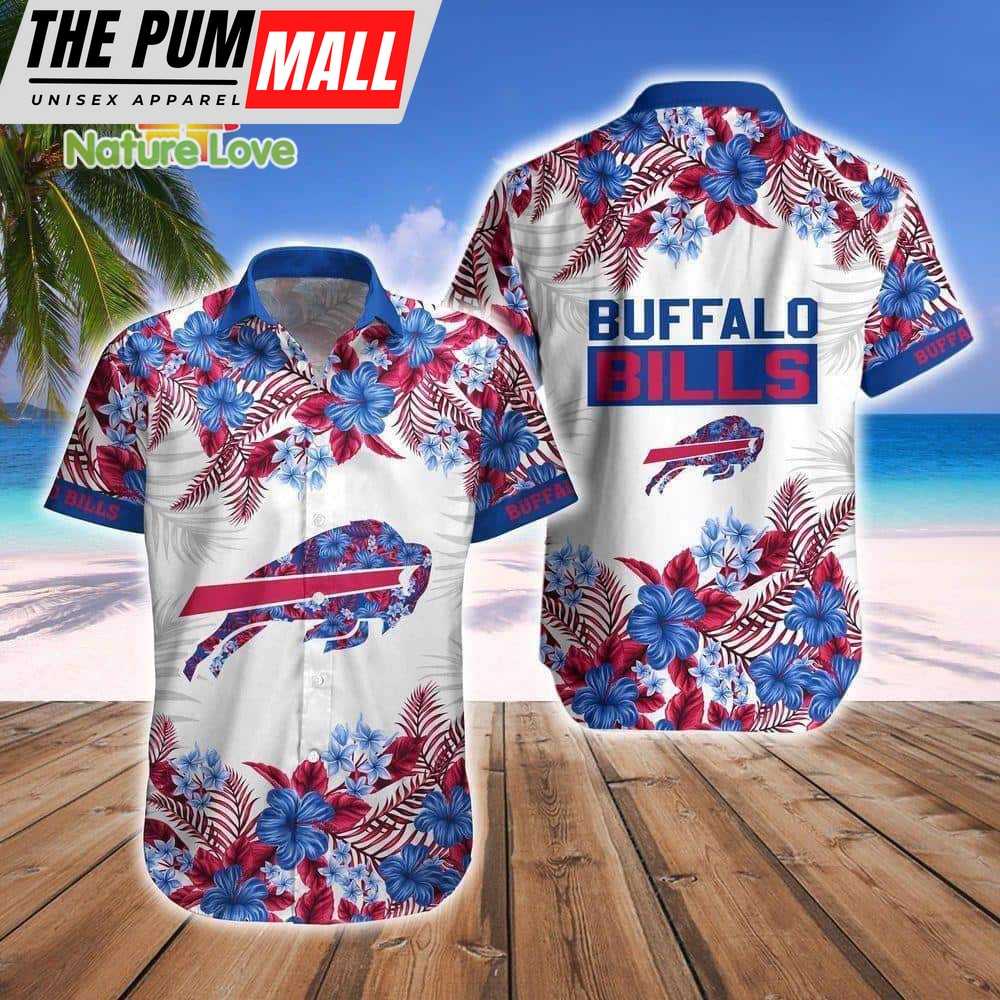 Blue Hibiscus Buffalo Bills Tropical Hawaiian Shirt