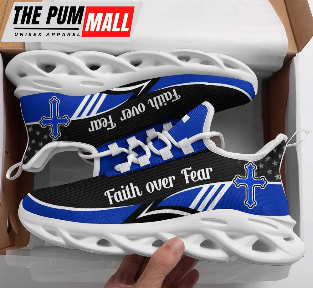 Blue Jesus Faith Over Fear Running Sneakers Max Soul Shoes For Men And Women