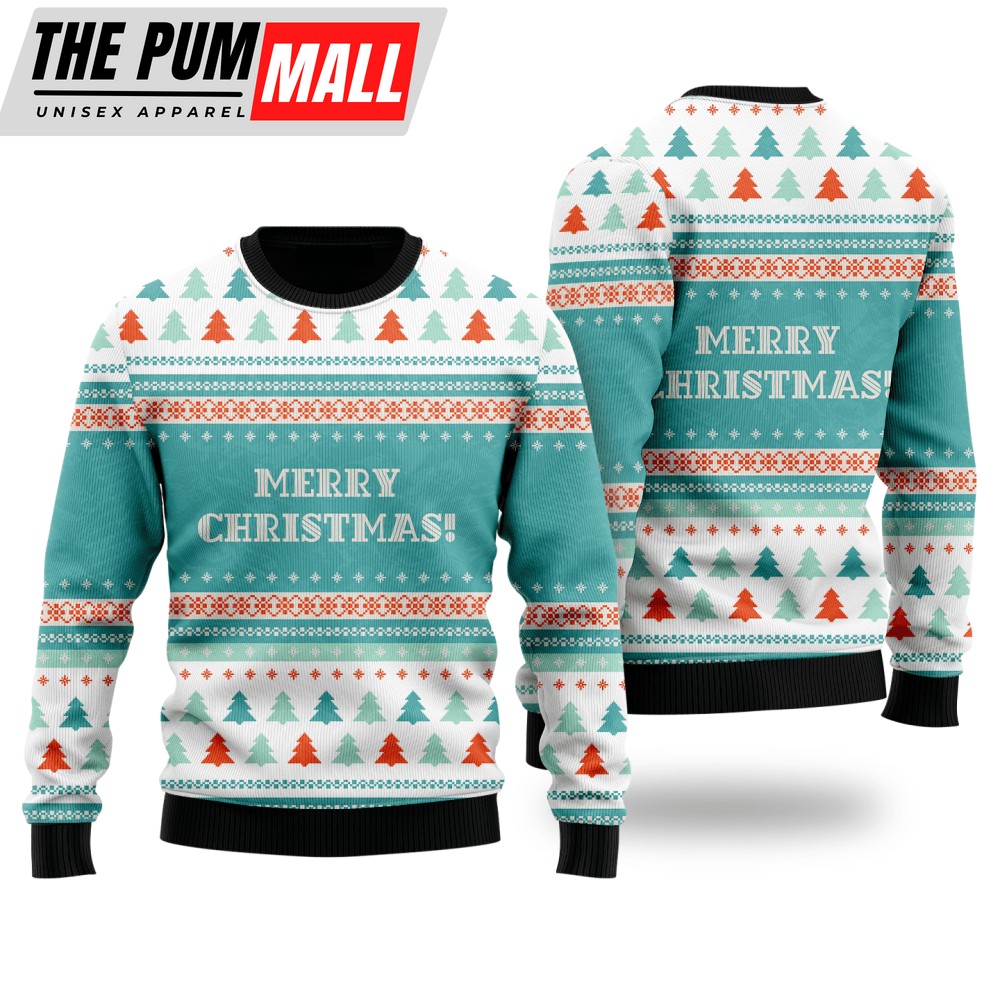 Blue Merry Christmas Ugly Christmas Sweater, Gift For Christmas, Unisex Crewneck Sweater