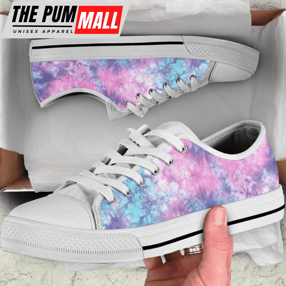 Blue Pink Cotton Candy Abstract Art Low Top Shoes PN205242Sb